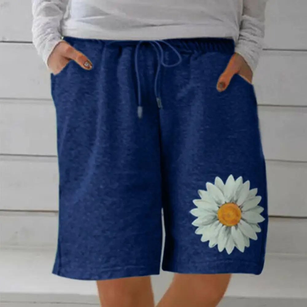 

Shorts For Women Loose Plus Size Shorts Casual Generous Daisy Print Holiday Floral Pocket Ladies Summer Beach Hot