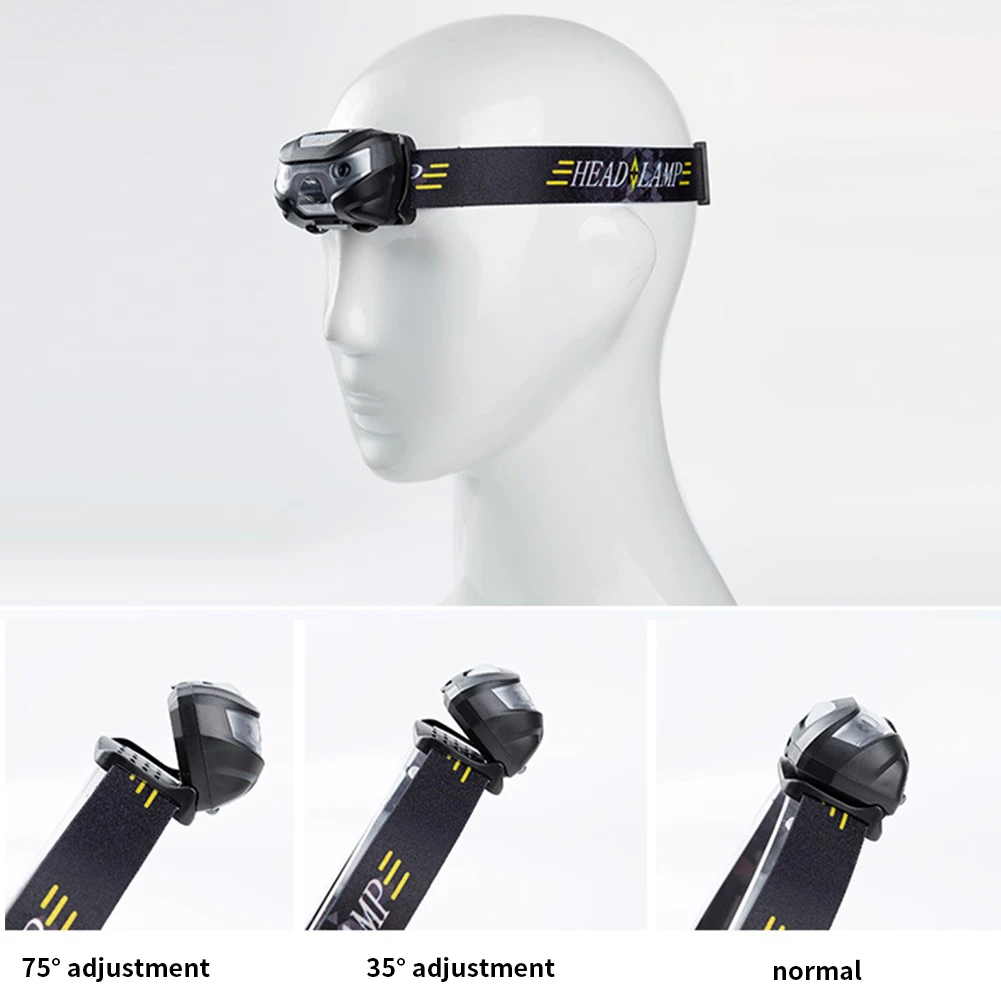 Adjustable Angle Hiking Headlamp Safety LED Waterproof Fishing Flashlight Home USB Rechargeable Waved Induction Outdoor Camping