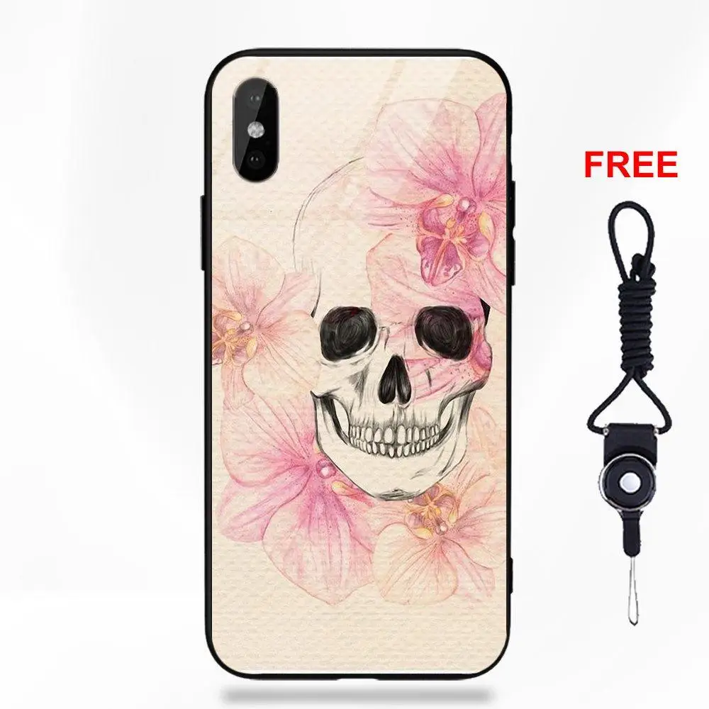 Дизайн Цветочный Череп татуированные для Galaxy S8 S9 Plus для Redmi 5 Note 5A 6 huawei Honor 7X P20 Lite mate 10 Pro