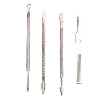 

1 Set of 4Pcs Manicure Tools Kit Dead Skin Tools Set Silver (1Pc Nail Double-headed Shovel 1Pc Double-headed Pusher 1Pc Nail Pla