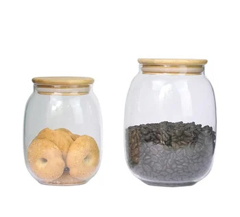 

Bamboo Lid Wide Mouth Glass Sealed Jar Food Grade Household boite de conservation alimentaire