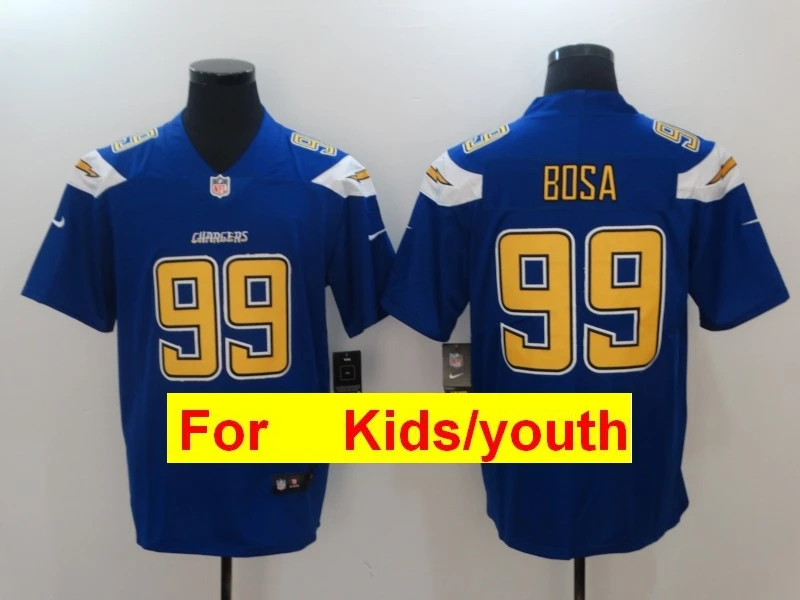 Черный Молодежная футбольная форма в Лос-анжелесском стиле Joey Bosa LaDainian Tomlinson Philip Rocks Keenan Allen Melvin Gordon - Цвет: Черный