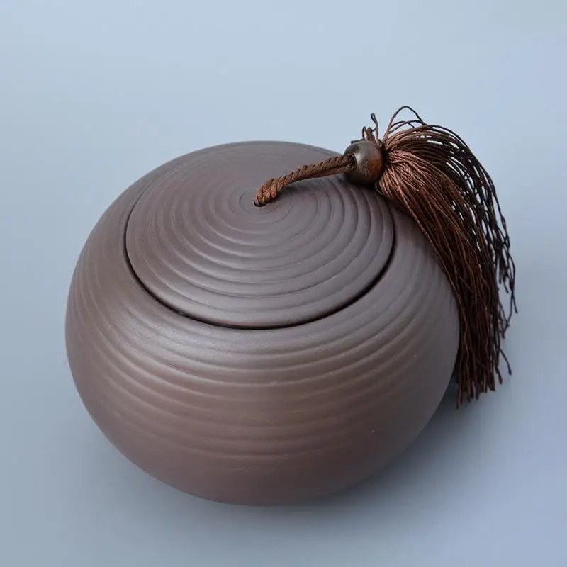 

Kitchen Tea Box Jar Storage Holder Round Tea Caddies Tin Containers Ceramic Can Tea Caddy Theedoos Seal Dampproof With Tassel