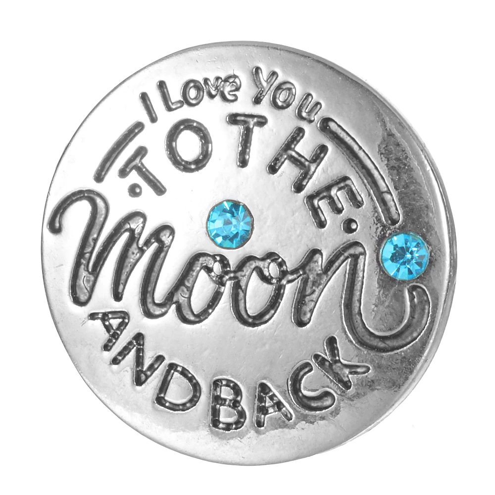 10 шт./лот, дизайн "I love you to the moon", защелкивающаяся кнопка, красочный кристалл, 18 мм, защелкивающиеся подвески, сделай сам, ювелирное изделие, подарок для любимой, Vn-2080