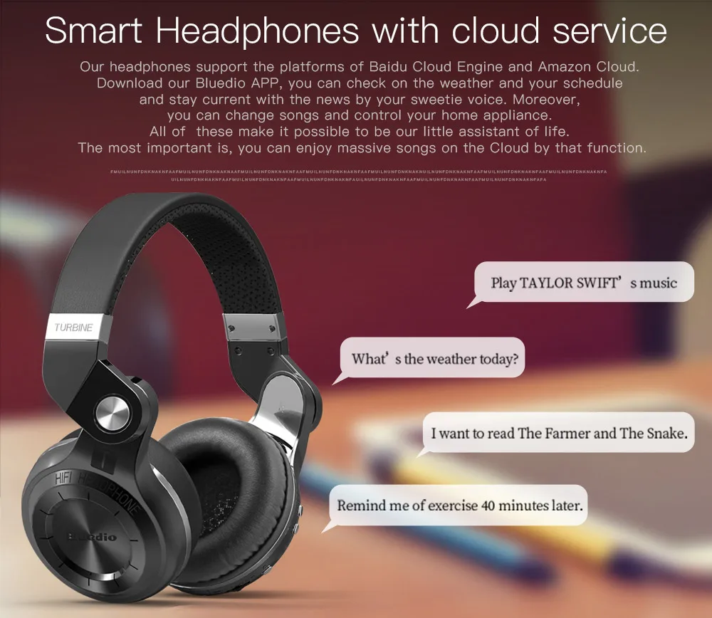  Bluedio T2S Bluetooth 5.0 Wireless Headphones Foldable Hifi Stereo Sports Music Headset With HD Mic