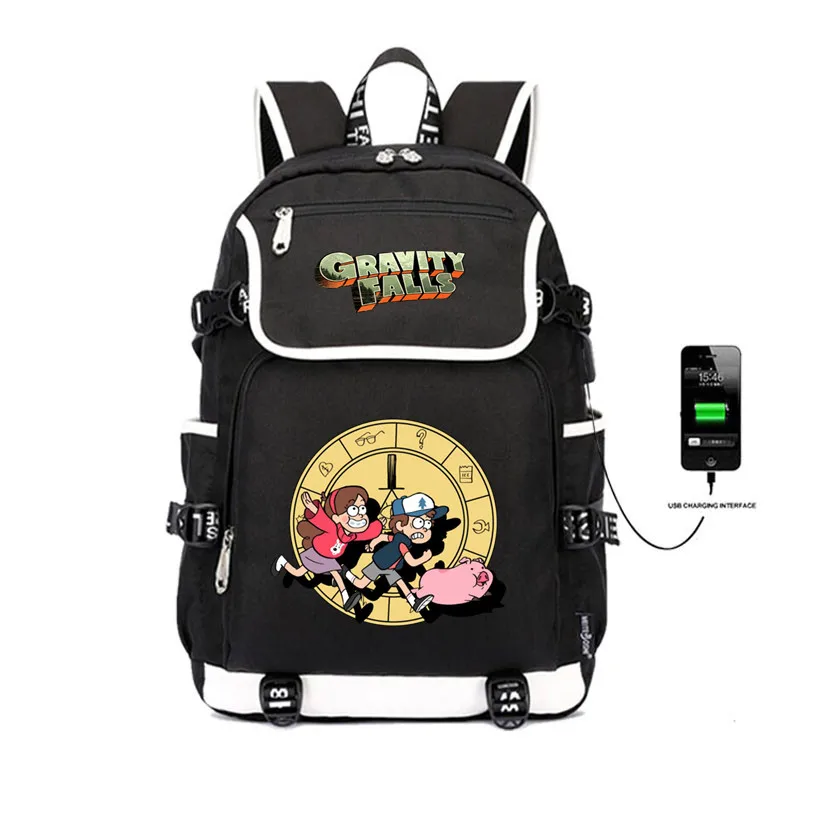 Рюкзак Gravity Фолс, школьная сумка, usb зарядка, рюкзак, студенческий школьный ноутбук, Подростковая дорожная сумка, женская и мужская упаковка - Цвет: 10