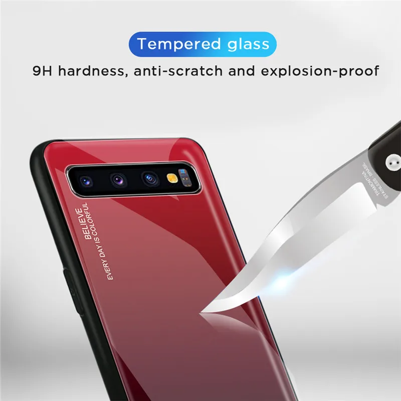 Цветной градиентный чехол из закаленного стекла для телефона samsung Galaxy S8 S9 S10 plus J4 J6 M30 M40 Note8, защитный чехол-накладка