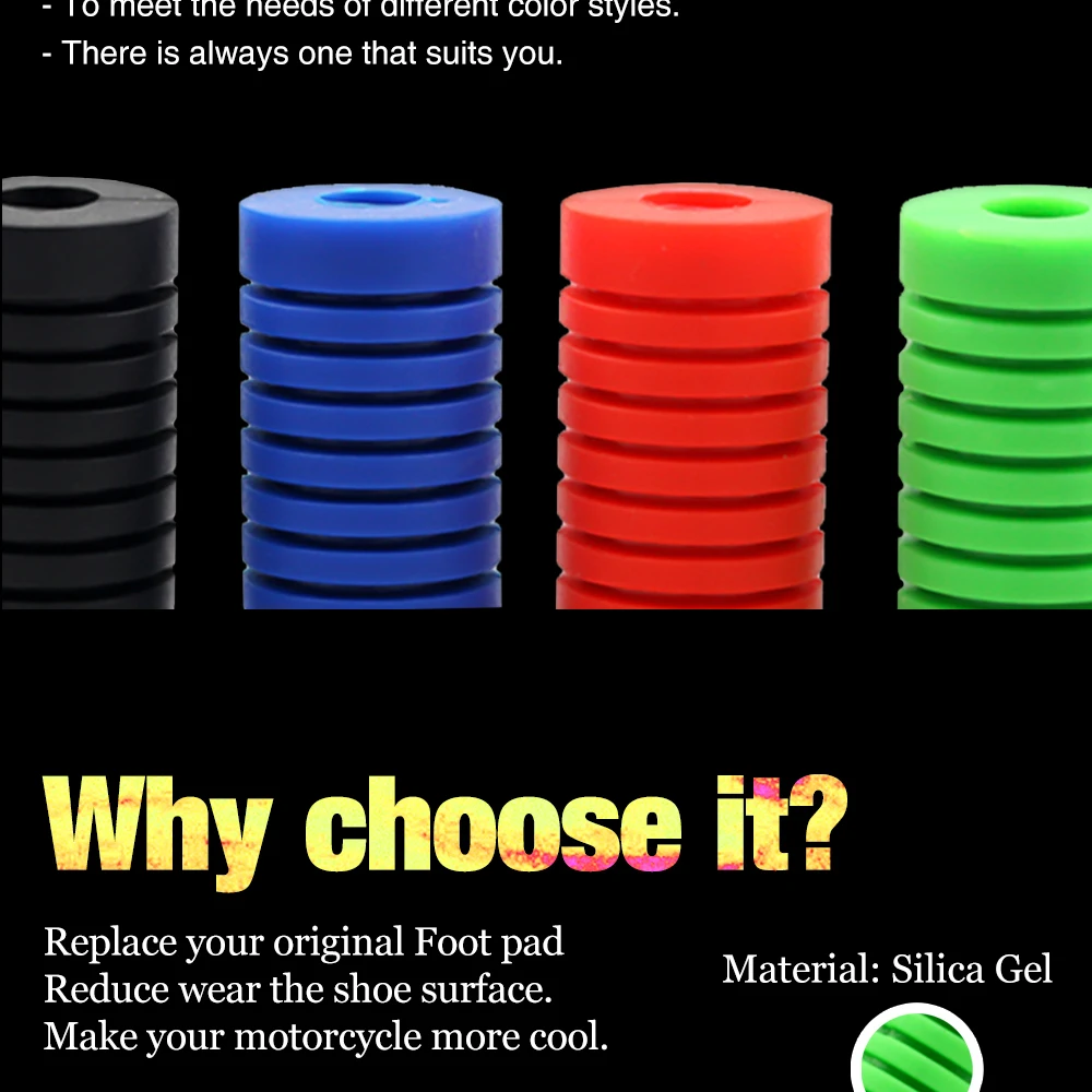 Universal Foot-Operated Left Shift Lever Foot Pad Pedal Toe Peg Cover Motorcycle Accessories Silica Gel Black/Blue/Red/Green