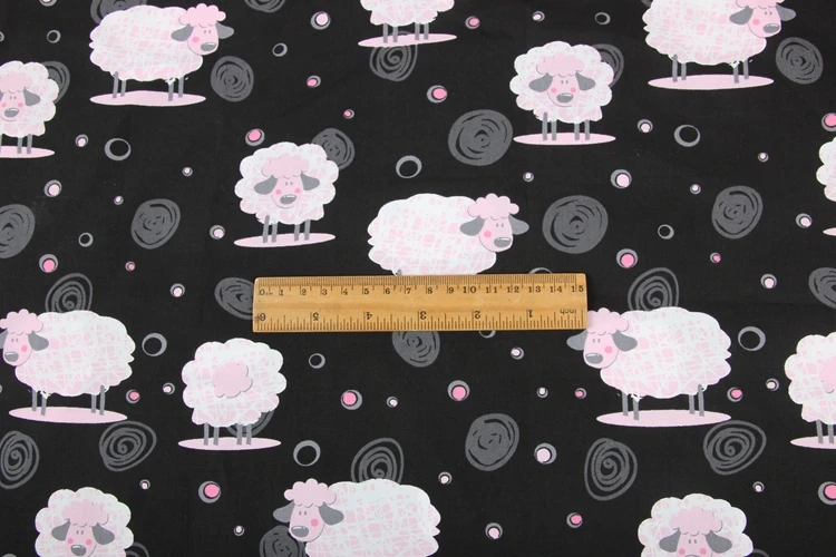 half meter plain cotton poplin fabric with cartoon sheep print, handmade DIY patchwork garment dress kids cloths CR-122