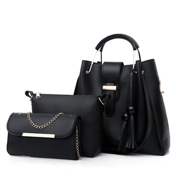 

3pcs/set Bags Handbags Women Famous Brand Women's Messenger Bags Pu Leather Tassel Chain Small Crossbody Bag For 2019 LSH694