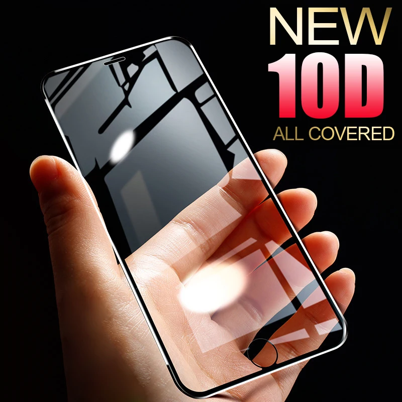 10D закаленное стекло для iphone XR XS MAX X 11 Pro 6 6s 7 8 Plus алюминий 10D металлический загнутый край Полное покрытие Защитная пленка для экрана