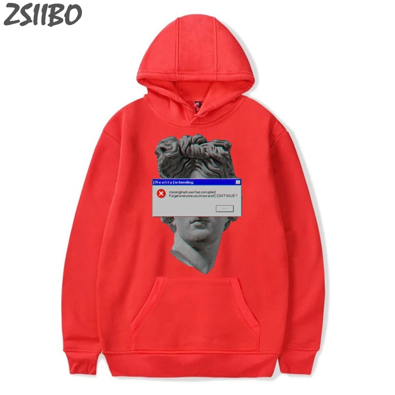 Мужские толстовки унисекс, Michelangelo, статуя Давида, Забавный принт, Vaporwave, пуловер, Повседневная Толстовка, Harajuku, худи, уличная одежда, пальто - Цвет: Hong1