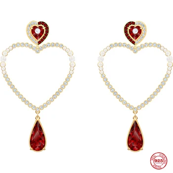 

2020 New Fashion Charm Sterling Silver Original 1:1 Copy, Red Love Romantic Fashion Stud Earrings Women Luxury Jewelry Gifts