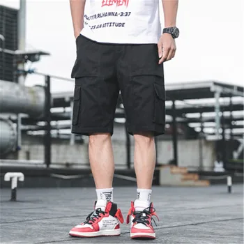 

Cotton Shorts For Men Large Size 4XL 5XL Cargo Shorts Male Casual Multi-pockets Elastic Waist Overalls Knee Length Pants RM50256