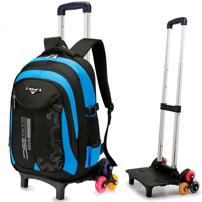 6 wheel black Рюкзаки для детей, школьные сумки Mochila, детская тележка с колесом, багаж для девочек и мальчиков, рюкзак Escolar Backbag, школьный рюкзак - Цвет: 6 wheel black