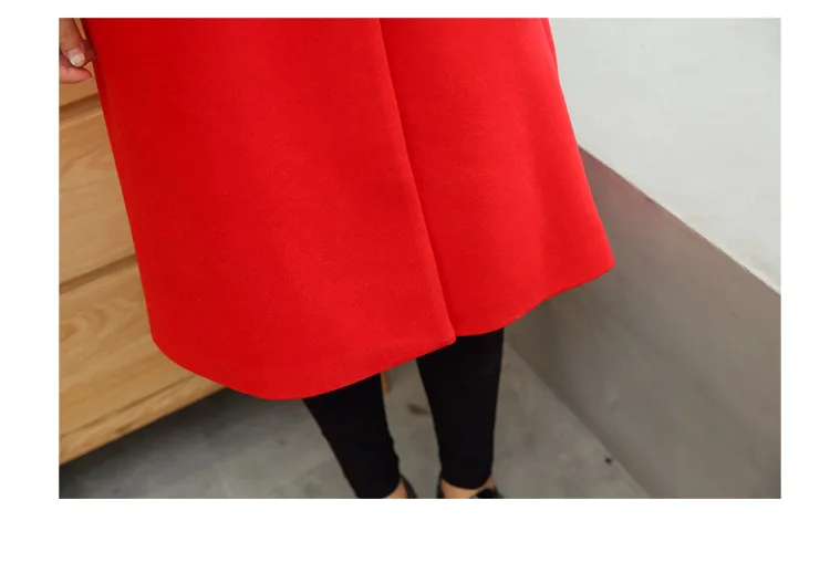 Autumn And Winter New Style Korean-style Long Sleeve Fold-down Collar Loose-Fit Flounced Sleeves Long Drawstring Duffle Coa