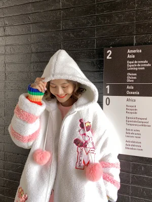 White pink Зимние Бархатные куртки модные женские длинные пальто с вышивкой бисером - Цвет: White pink