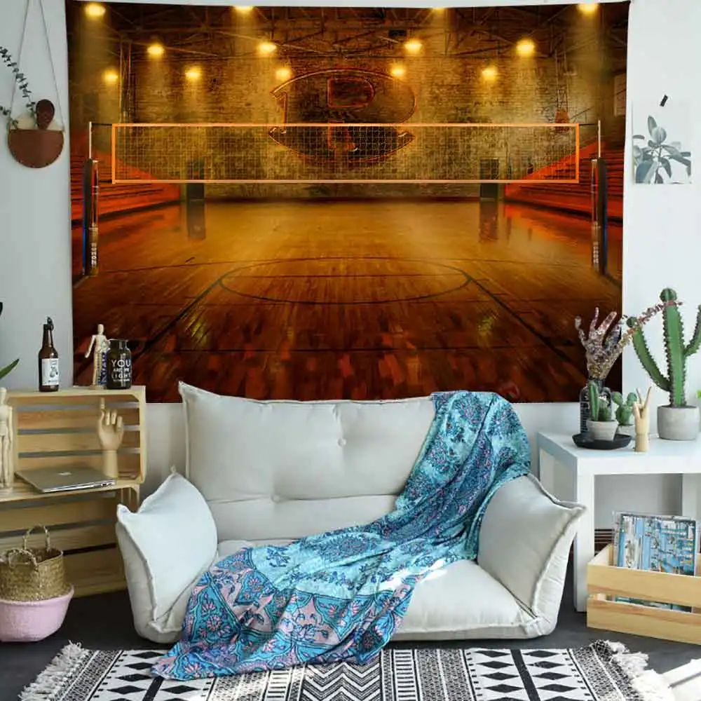 Гобелен с вулканическим извержением simсант искусство пустыни кактуса