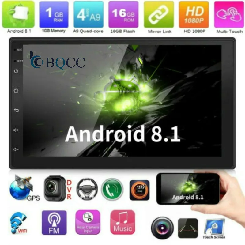 7/" 2Din Android 8.1 Quad Core GPS Navi WiFi Car Stereo MP5 Player FM AUX Unit