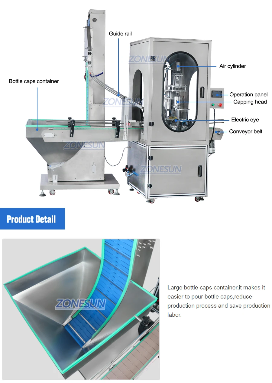 ZONESUN ZS-XG441F Automatic F-style Capping Machine With Cap Feeder