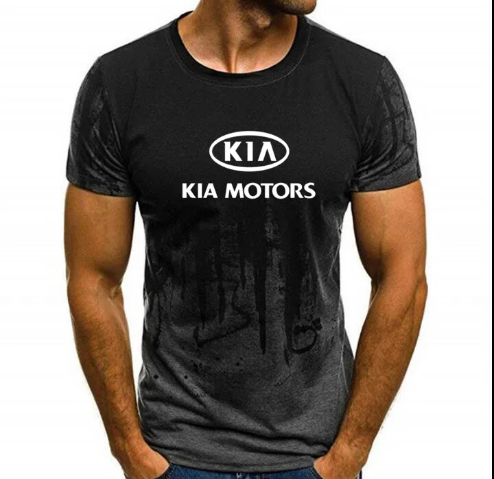 Мужская футболка с коротким рукавом и логотипом KIA motors, летняя повседневная хлопковая Футболка камуфляжного цвета, модная мужская одежда в стиле хип-хоп Harajuku - Цвет: Темно-серый