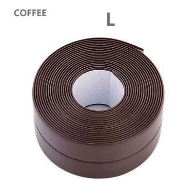 L Coffee 3.2mx 3.8cm Кухня супер исправление водонепроницаемый и плесени-доказательство ленты кухня шов полосы водонепроницаемый полосы ванная комната туалет зазор стены угловая линия - Цвет: L Coffee 3.2mx 3.8cm