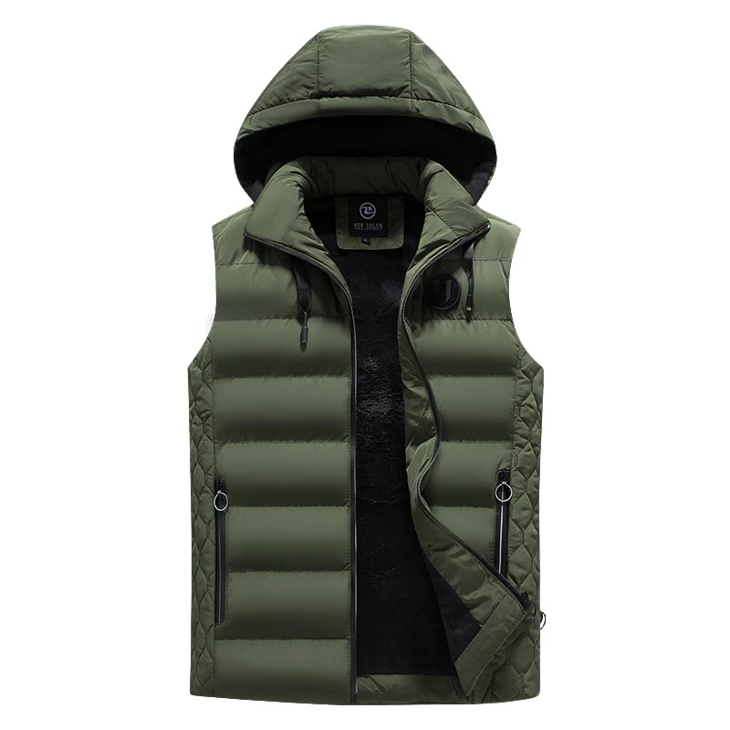 811 green L-3XL мужские жилеты с капюшоном без рукавов, весенние мужские теплые осенние зимние приталенные жилеты, мужские пальто, верхняя одежда, 811 - Цвет: 811 green