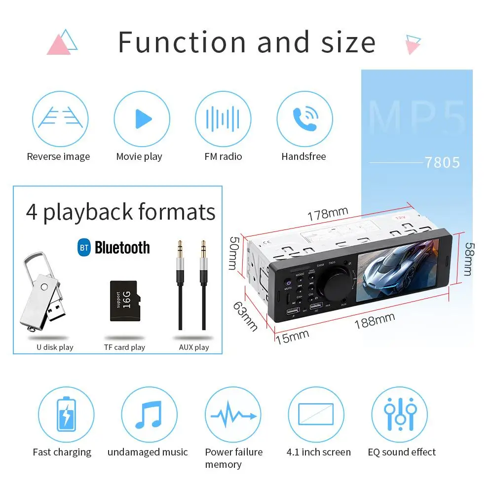 4,1 дюймов TFT 1 Din автомобильное радио аудио стерео FM радио Bluetooth MP5 плеер подключение камеры заднего вида с Xiaomi пульт дистанционного управления