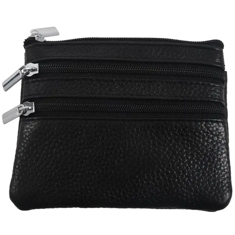 

Leather Change Coin Purse with 4 Pockets and Keychain for Women