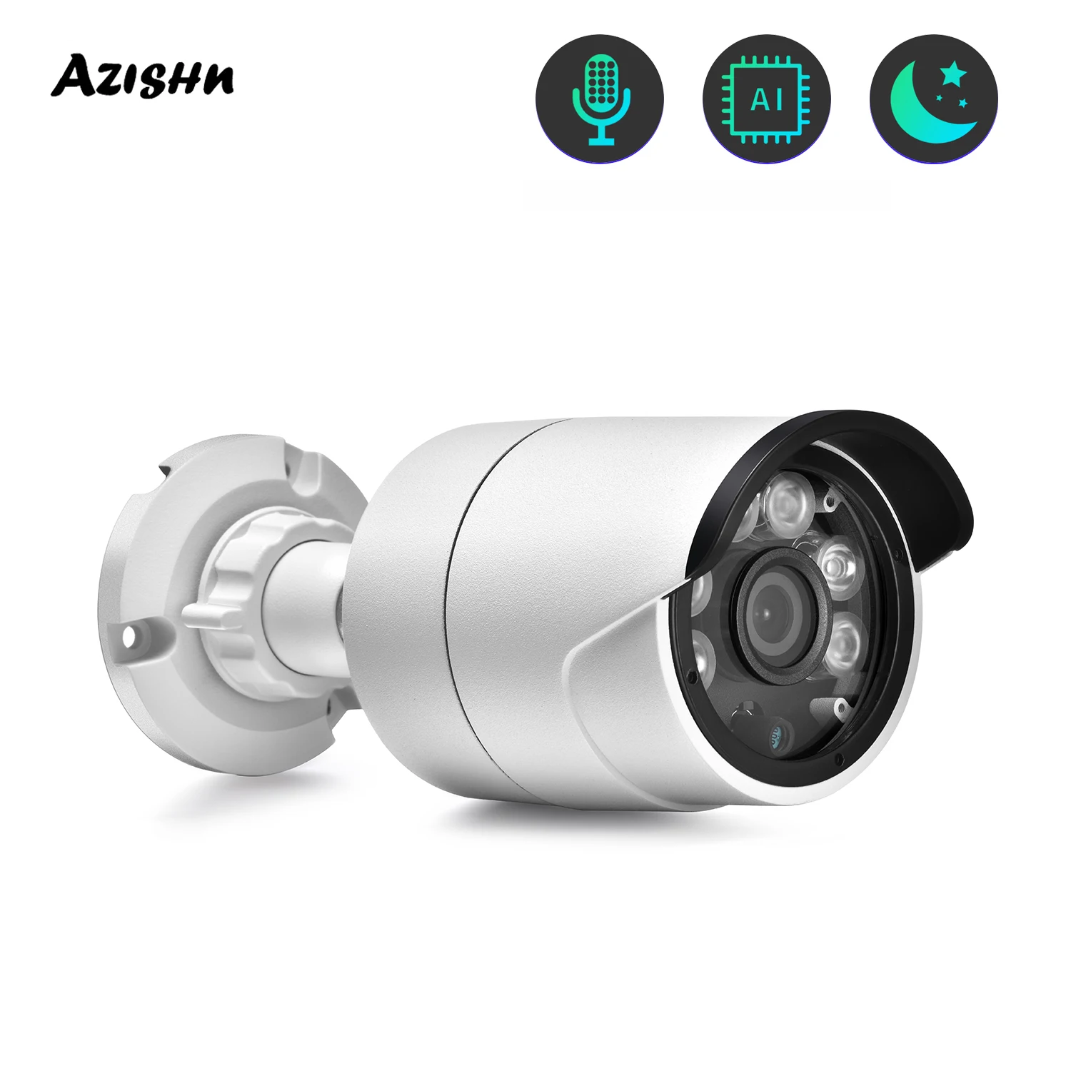 IP-камера цилиндрическая AZISHN 8 Мп 5 МП H265 + POE | Безопасность и защита