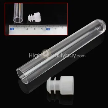 

25pcs/Lot Clear Plastic Empty Test Tube with White Caps Stoppers U-Shaped Bottom Long Transparent Container Lab Supplies 7.5*1.2