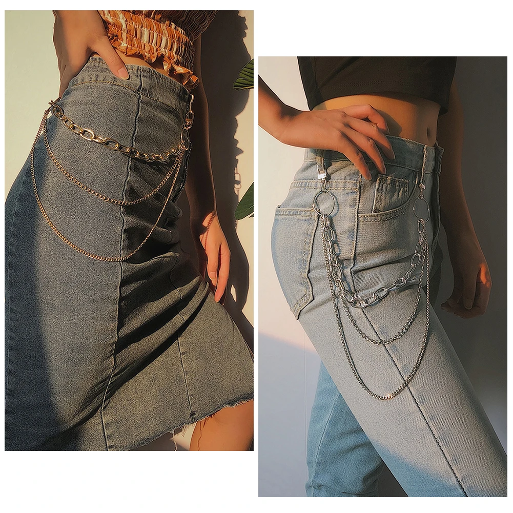 Multilayer Waist Chain Buckle Women Street Fashion Trousers Harajuku Pants Chain Punk Waistbands Clothing Accessories Jewelry formal belt for men