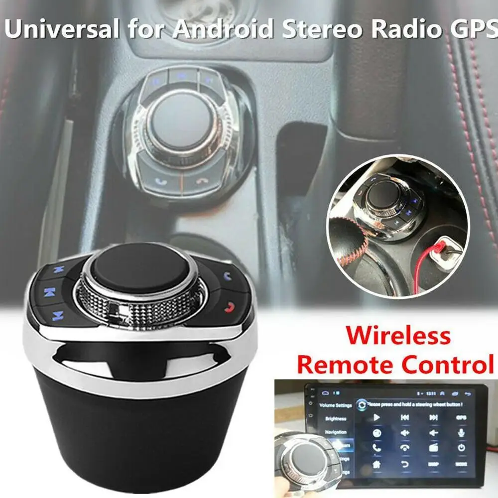 Универсальный чашки Форма с светодиодный светильник 8-ключевой функции автомобиля Беспроводной рулевого колеса Управление кнопка для автомобиля Android навигации плеер