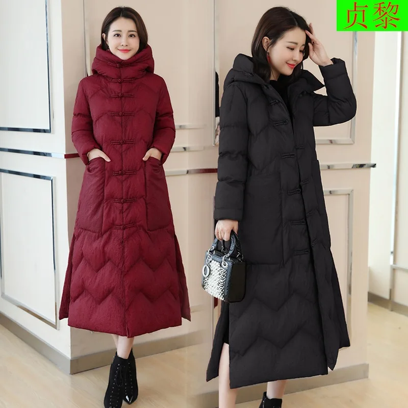 

Winter Knee Long Cotton-padded Clothes 2018 New Style WOMEN'S Dress Retro Coat to Ankle Cotton-padded Jacket China National Wind