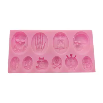 

Halloween Funny Skulls Silicone Liquid Fondant Chocolate Cake DIY Molds