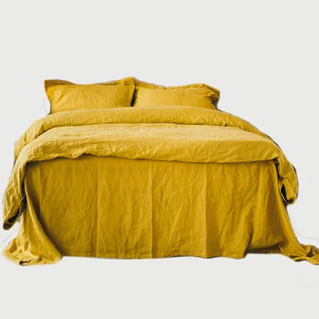 

Custom Size French Linens 100% Pure Linen Fitted Sheet & Pillowcase and Duvet Cover Sets 4 Pcs Full/ Queen/ King Freeshipping