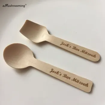 

custom ice cream spoon for ice cream party personalized icecream spoons celebrate bar mitzvah buffet table decor eco-friendly