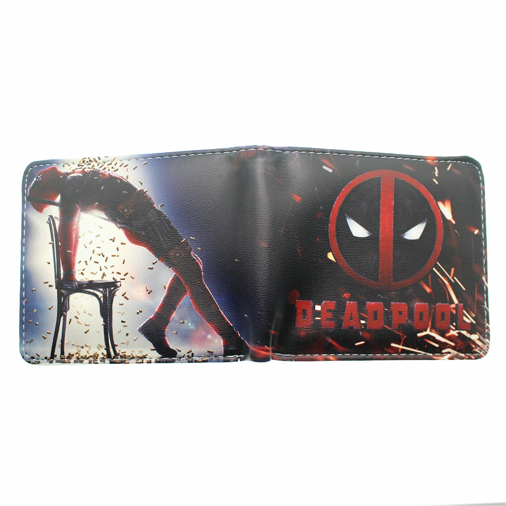 DC Deadpool 3 Pu короткий кошелек для мальчиков и девочек мужской карман для монет двойные фото держатель для карт слоистая Кожа Косплей кошельки с рисунками подарок
