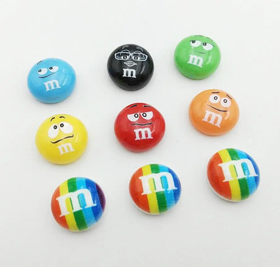 

Kawaii Flat Back Resin M Beans Rainbow Chocolate candy diy Cabochons Scrapbook Embellishment Craft Decoration Parts wholesale