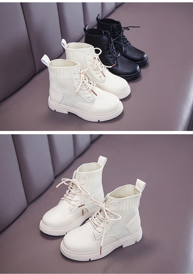 Sialia Lace-up Children Shoes For Girls Boots Kids Shoes Boys Boots Spring Autumn Cotton Fabric Ankle Fashion bota infantil