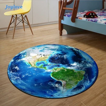 

JOYLOVE Round Carpet 3D Print Earth Planet Soft Carpets Anti-slip Rugs Computer Chair Mat Home Decor