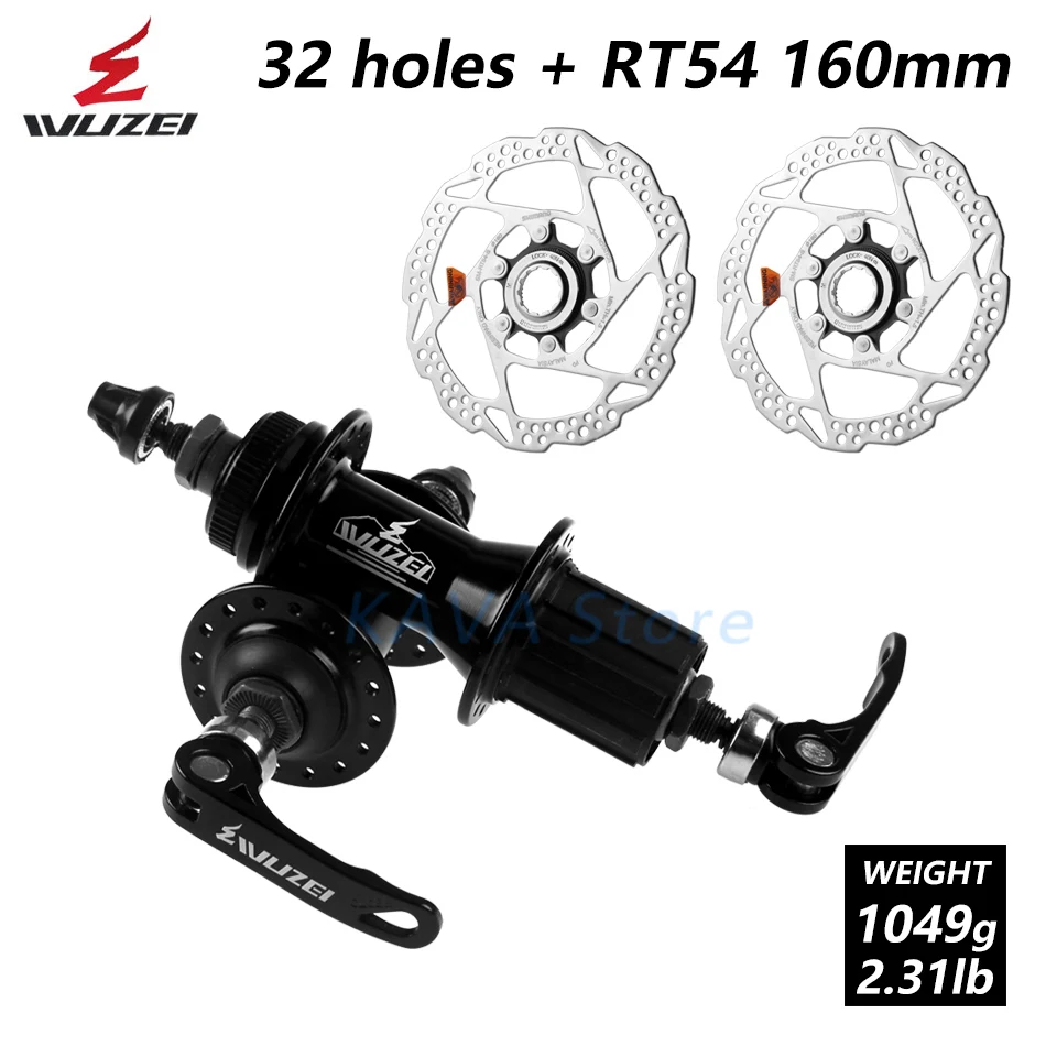 32H and RT54 160mm WUZEI Центральный замок ступицы дискового тормоза горный велосипед ступицы велосипеда M615 32H 36 отверстий 100/135 мм RT30 RT54 RT53 RT81 ротор MTB части - Цвет: 32H and RT54 160mm