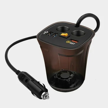 

Cup Style Fast Charger Car Lighter Dual USB Lighter socket Voltage Temp Display