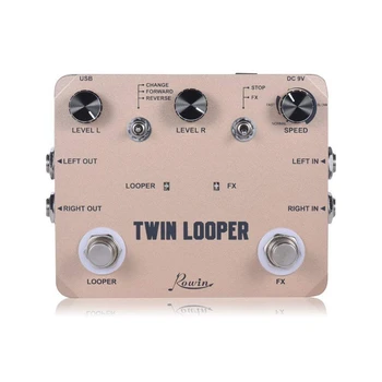 

Rowin Twin Looper Station Electric Guitar Effect Pedal Loop Station for Guitarists Golden