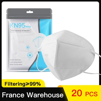 

20PCS FFP2 Ship From France KN95 Mask Dustproof Anti Pollution Face Masks Filtration KN95Masks Mouth Muffle FFP2KN95