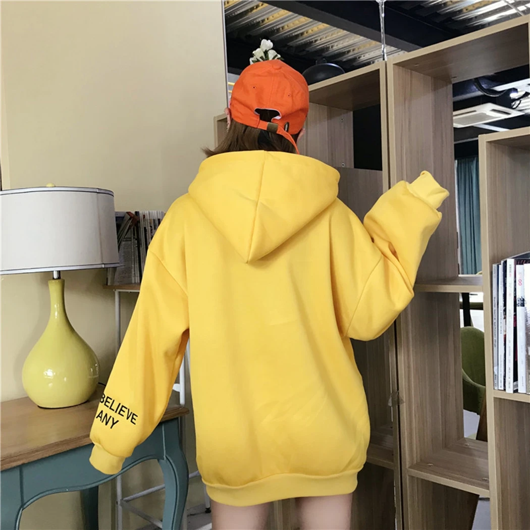2 цвета желтый красный толстовки с капюшоном и вышивкой в виде букв Harajuku модная