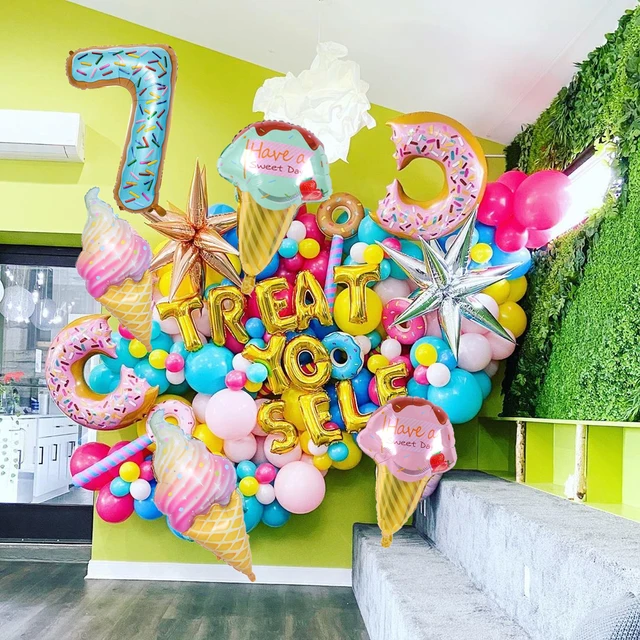Big Donut Figure palloncini Candy Ice Cream palloncino digitale Baby Shower forniture per feste di compleanno giocattoli per bambini ciambella crescere decorazione 1