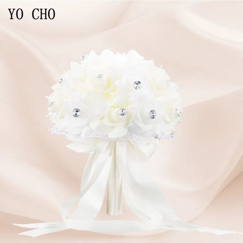Yo Cho Di Alta Qualità Bouquet Da Sposa Di Seta Artificiale Del Fiore Della Rosa Bouquet Da Sposa Squisito Da Sposa Bouquet Per Le Damigelle D'Onore