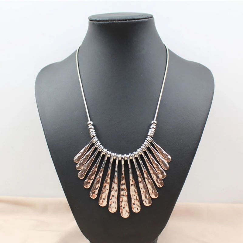 New Statement Metal Bar Double Color Plating Big Necklace for Women Female Party Fashion Geometric Punk Collar Necklace Bijoux