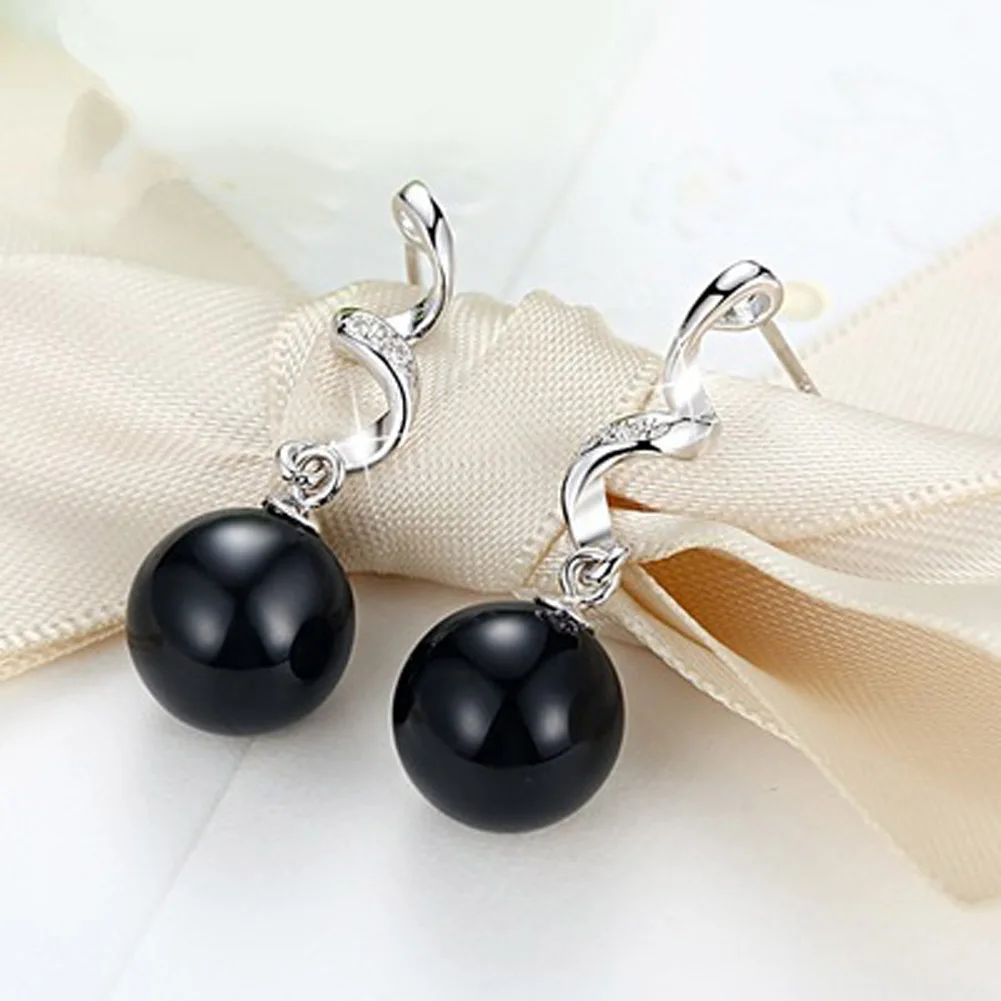 Новые модные ювелирные изделия длинный абзац кисточкой серьги, имитация черный шар серьги Ретро мода подарки на день рождения
